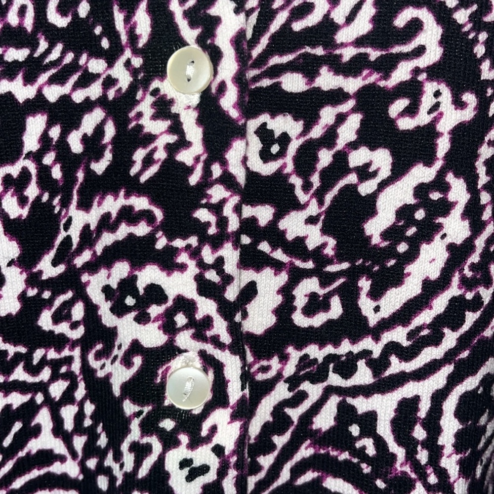 NWT Madison Lightweight Cardigan Sweater Plum White Floral Leaf Boho Print Sz XL - Picture 5 of 11